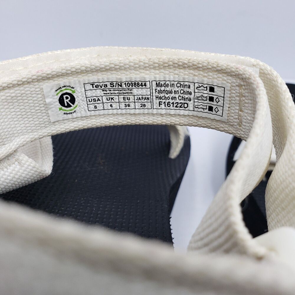 Teva Midform Universal Platform Sandals Womens 8 White Black Strappy Retro - Picture 9 of 14